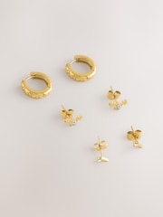 Gold Tone Gold Tone Waterproof Stainless Steel Celestial Earrings 3 Pack - Image 7 of 8