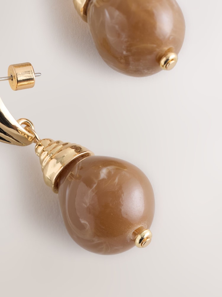Brown Resin Drop Earrings - Image 2 of 3