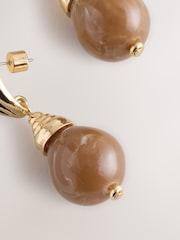 Brown Resin Drop Earrings - Image 5 of 6