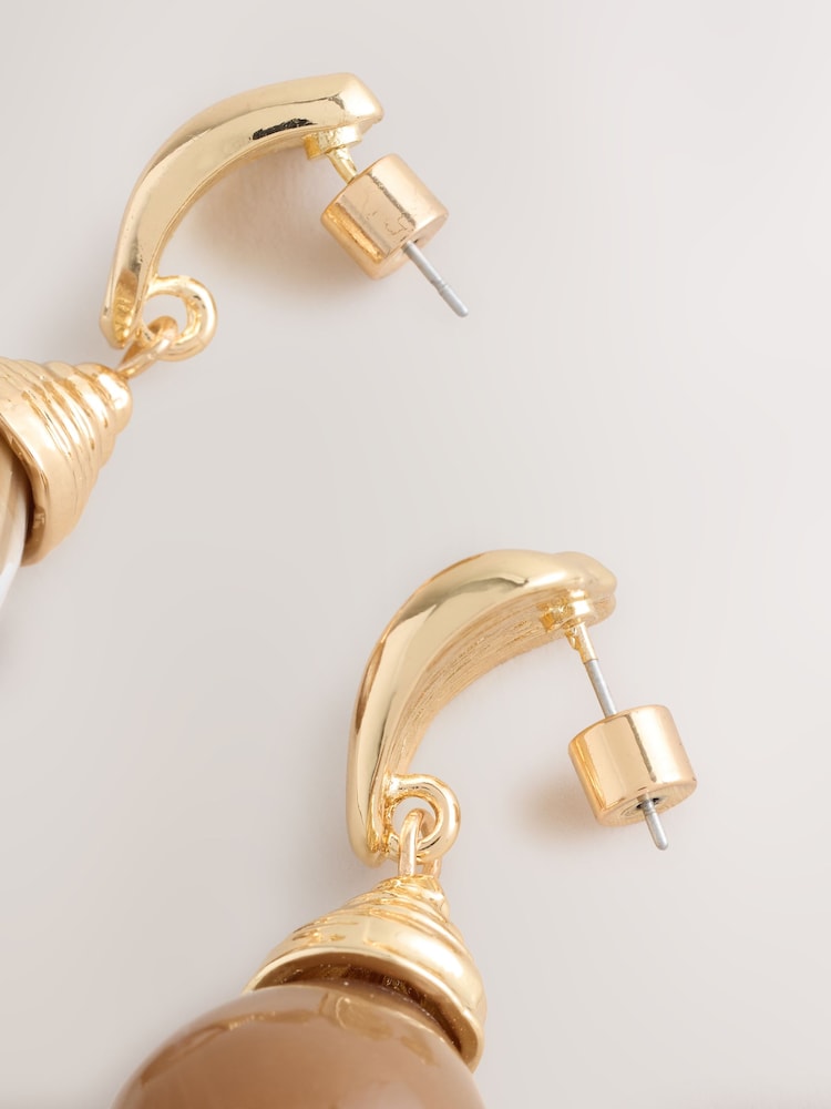 Brown Resin Drop Earrings - Image 6 of 6