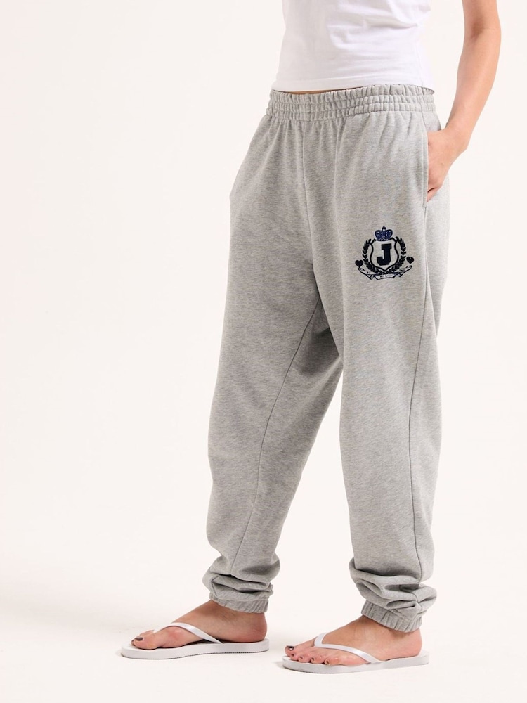 Juicy Couture Grey Vista Crest Cuffed Loopback Joggers - Image 1 of 6 Juicy Couture Grey Vista Crest Cuffed Loopback Joggers - Image 1 of 6