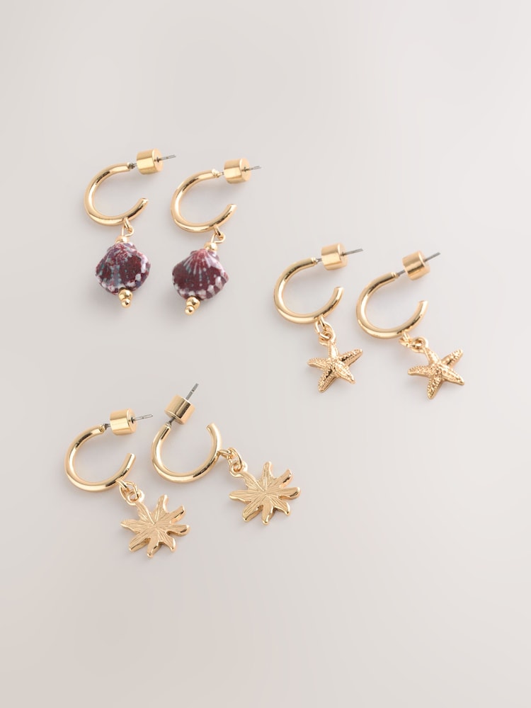 Gold Tone Summer Hoop Earrings Pack - Image 1 of 3 Gold Tone Summer Hoop Earrings Pack - Image 1 of 3
