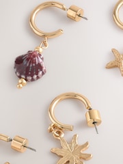 Gold Tone Summer Hoop Earrings Pack - Image 3 of 3