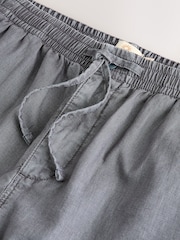 Blue Relaxed Fit Linen Cotton Blend Trousers With Elasticated Waist - Image 8 of 10