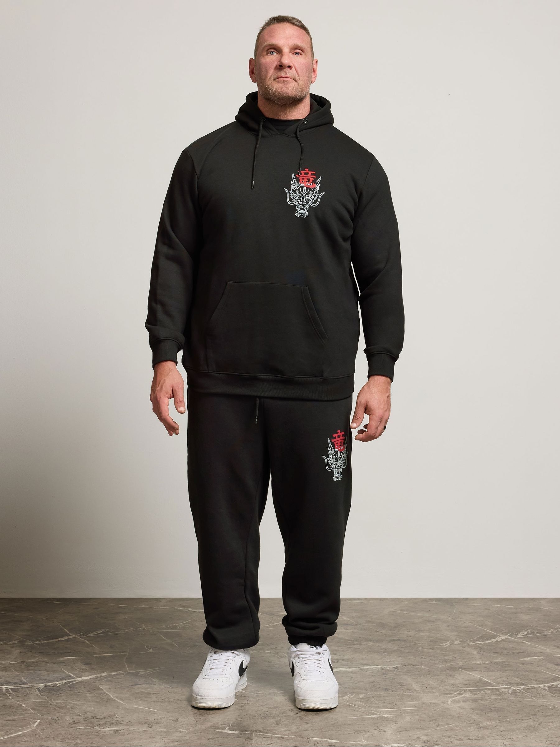 BadRhino Men's Big & Tall Hoodie - Black Cotton Jersey Zip-Up