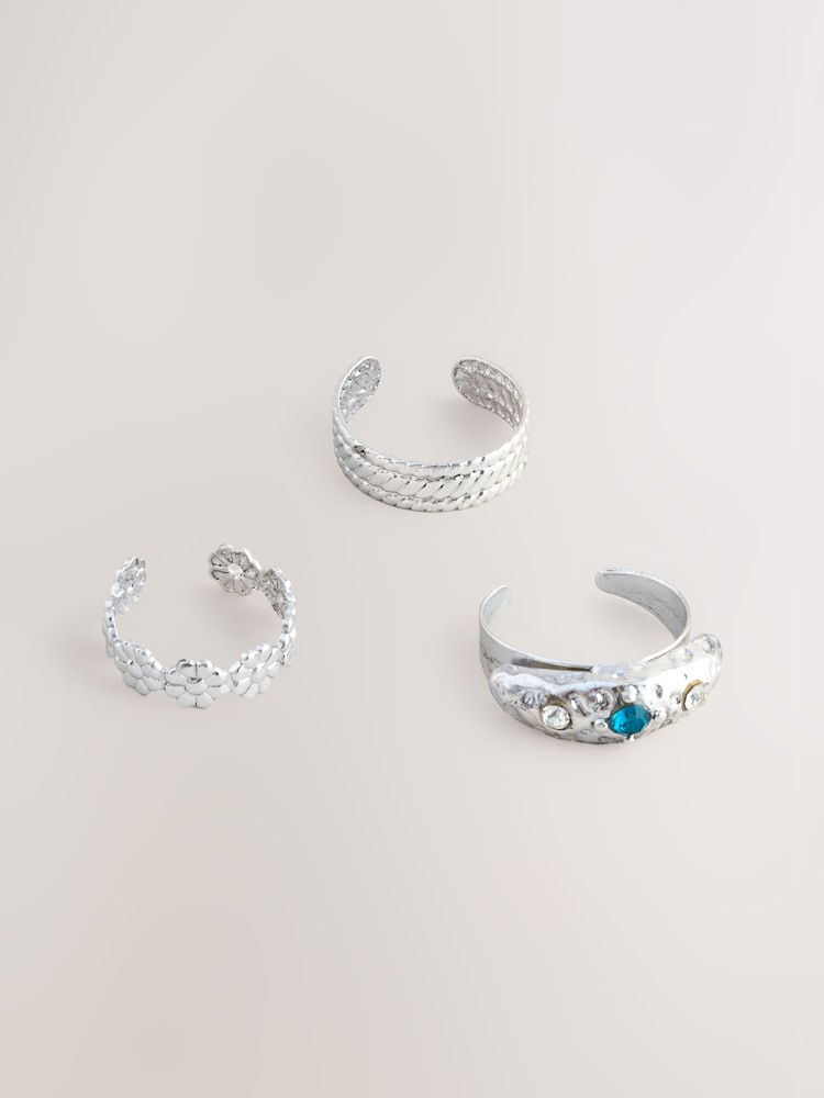 Silver Tone Boho Toe Rings 3 Pack - Image 1 of 3