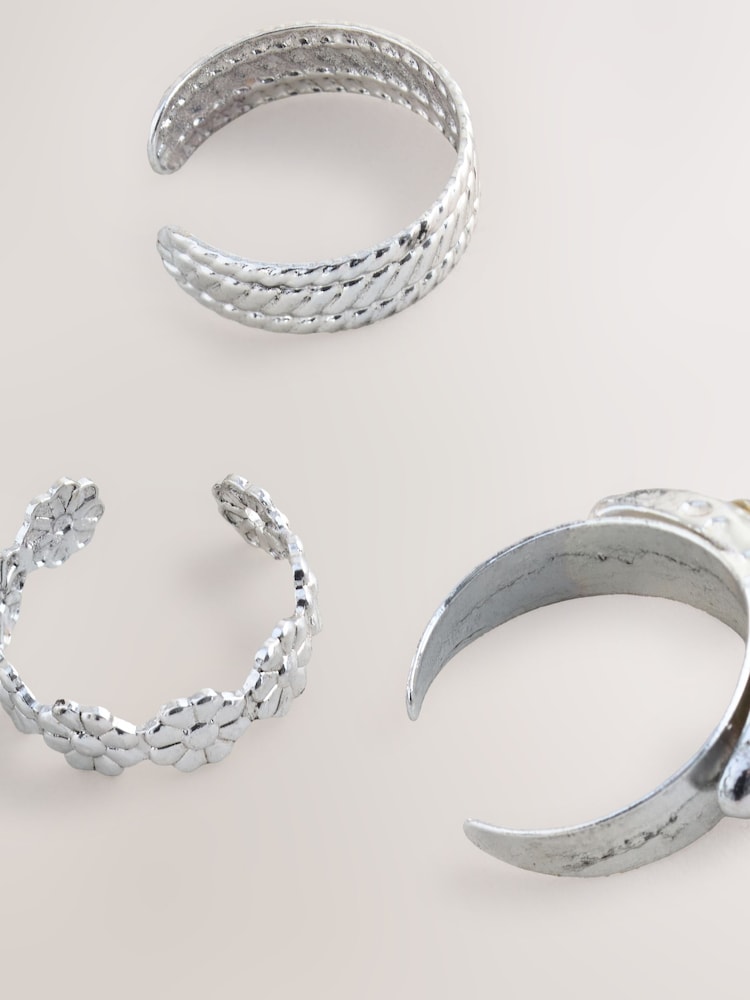 Silver Tone Boho Toe Rings 3 Pack - Image 3 of 3