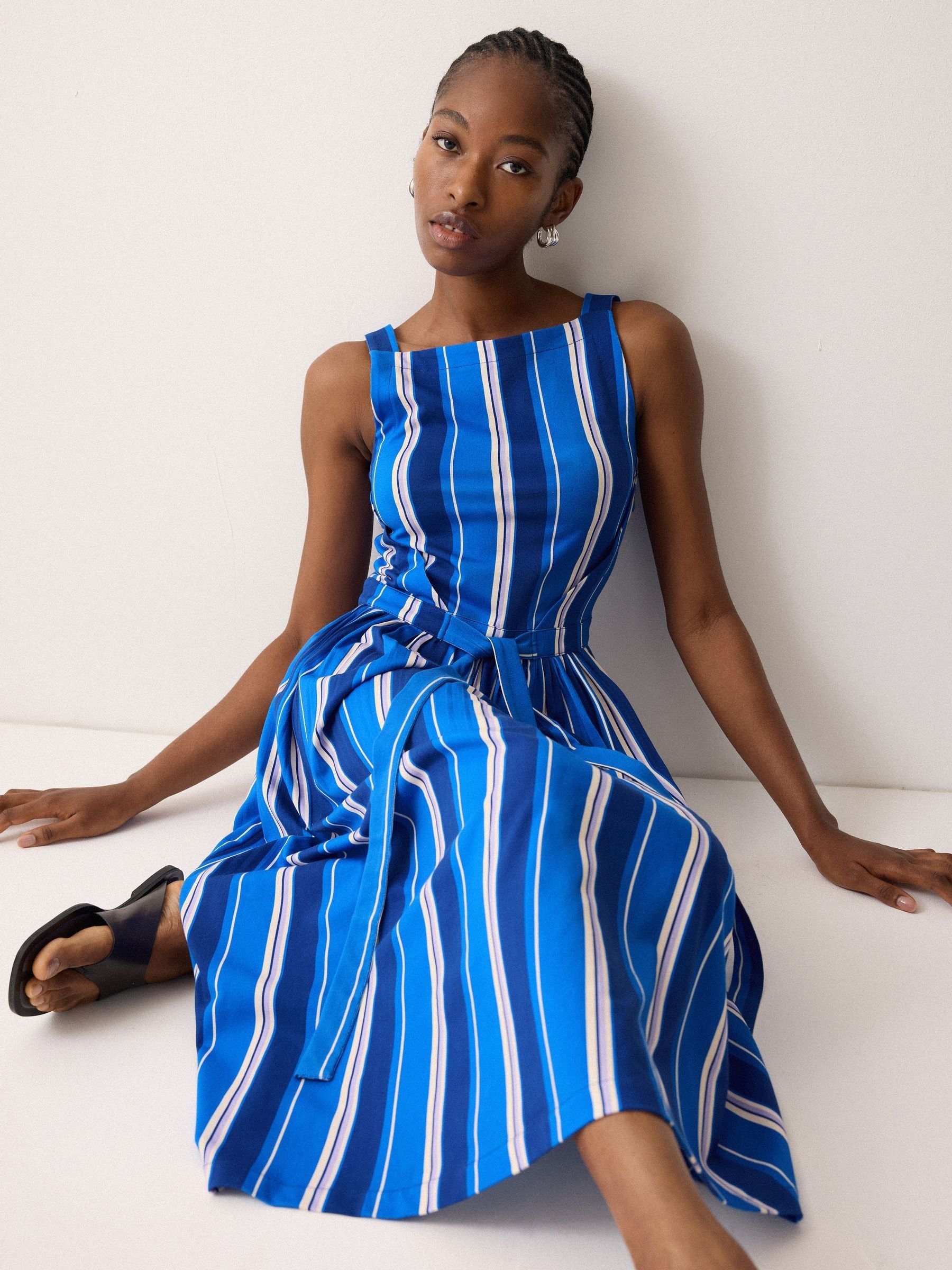 Buy Jigsaw Blue Blue Stripe Tie Detail Jersey Dress from Next USA