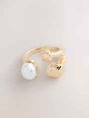 Gold Tone Pearl Effect Open Ring - Image 1 of 3