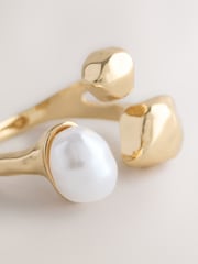 Gold Tone Pearl Effect Open Ring - Image 2 of 3