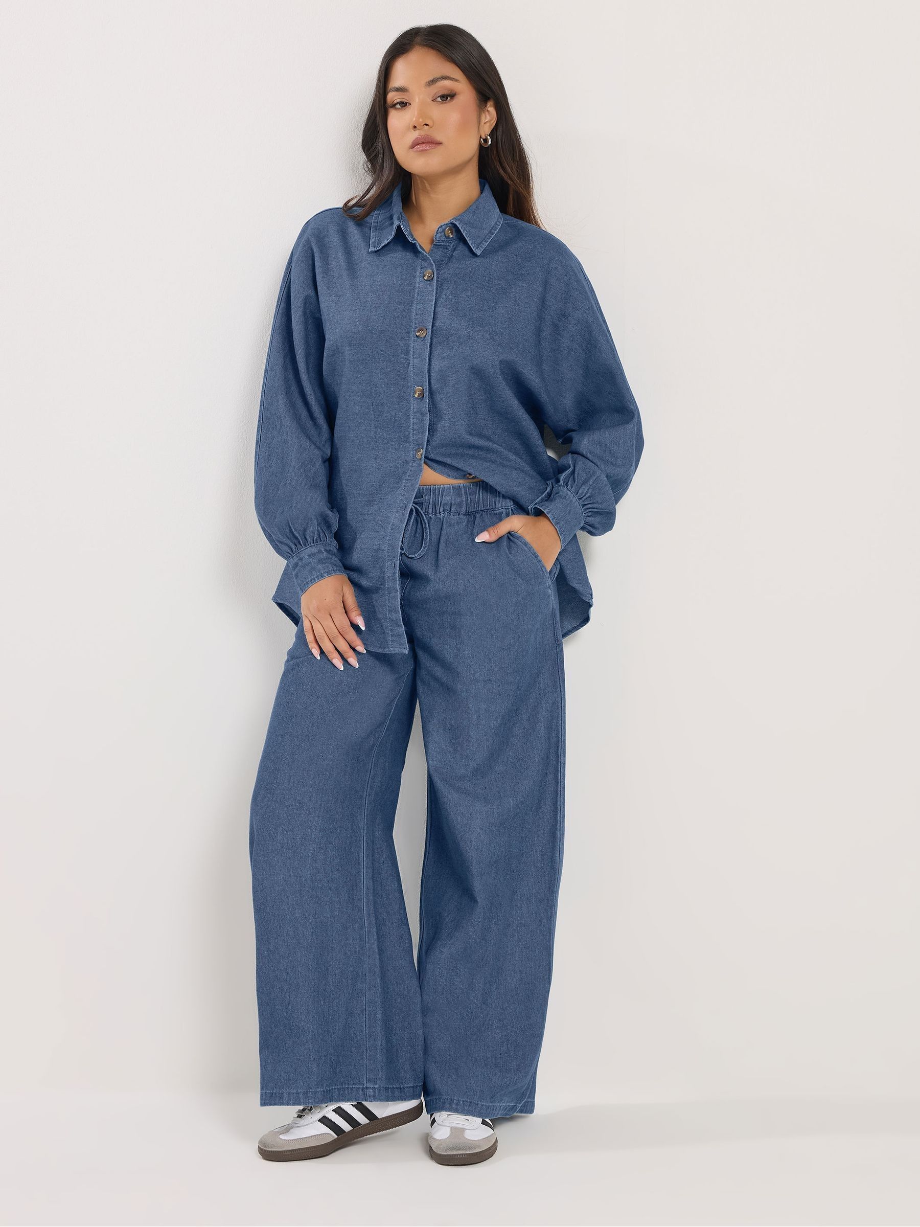 Pixiegirl Women's Mid Blue Petite Pull-On Wide Leg Jeans In | Size: 18S - Image 6