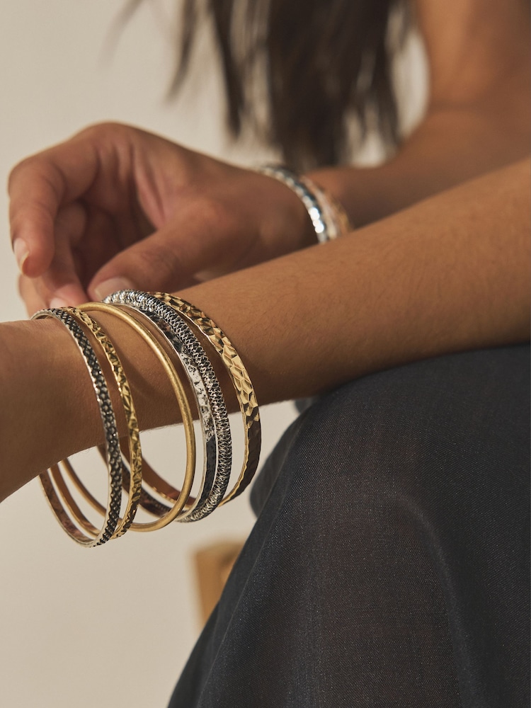 Gold/Silver Tone Mixed Metal Bangle Pack - Image 2 of 5