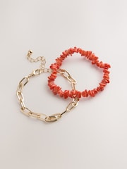 Orange Shell Chain Bracelet - Image 1 of 3