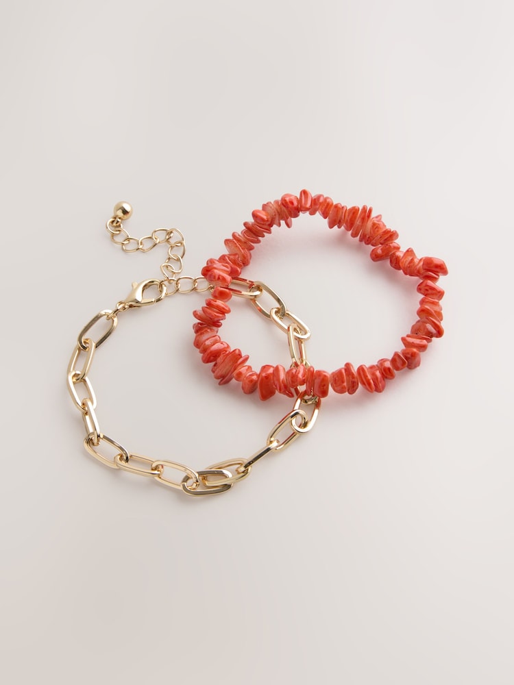 Orange Shell Chain Bracelet - Image 1 of 3
