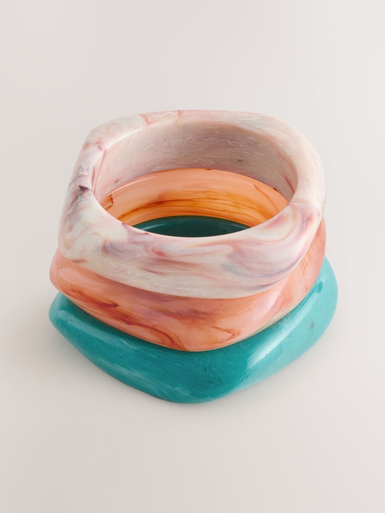 Coral/Turquoise Resin Bangle 3 Pack - Image 1 of 3