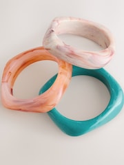 Coral/Turquoise Resin Bangle 3 Pack - Image 2 of 3