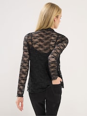PixieGirl Petite Black Long Sleeve Lace Top - Image 2 of 5