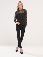 PixieGirl Petite Black Long Sleeve Lace Top - Image 3 of 5