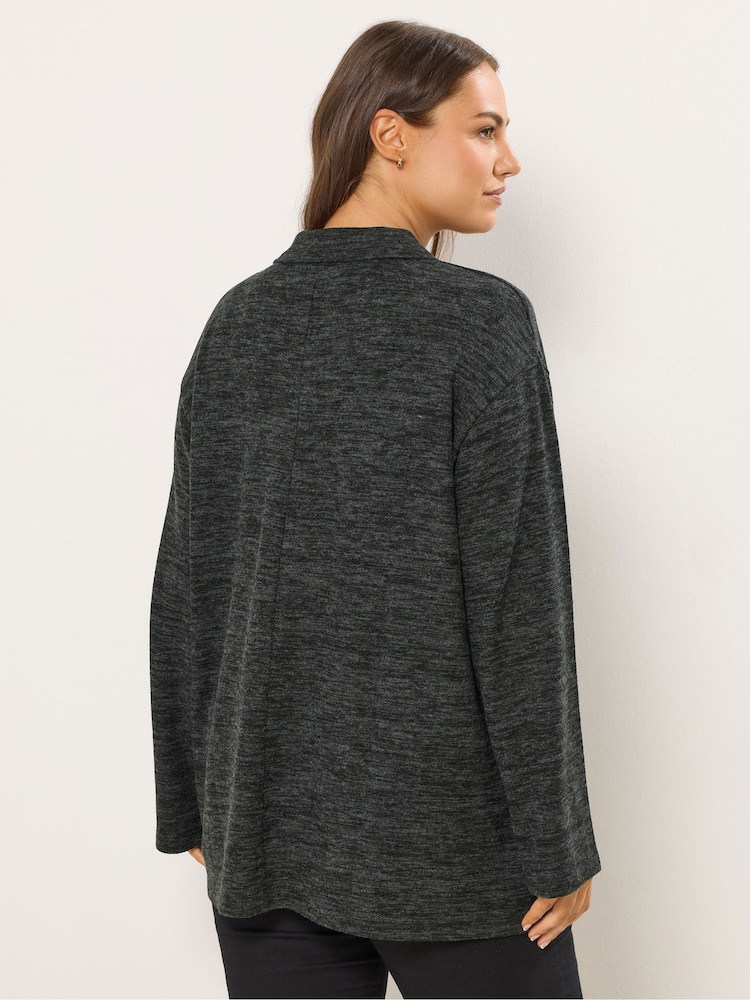 Yours Curve Grey Basic Collared Jumper - Image 2 of 5 Yours Curve Grey Basic Collared Jumper - Image 2 of 5