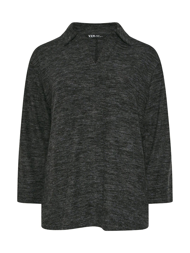 Yours Curve Grey Basic Collared Jumper - Image 5 of 5 Yours Curve Grey Basic Collared Jumper - Image 5 of 5