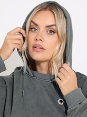 Yours Curve Grey Eyelet Hoodie - Image 4 of 5