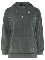 Yours Curve Grey Eyelet Hoodie - Image 5 of 5