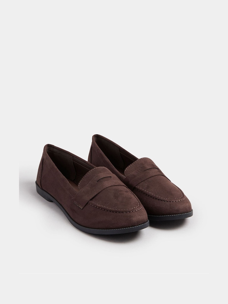 Yours Curve Brown Wide Fit Micro Suede Loafers - Image 2 of 5 Yours Curve Brown Wide Fit Micro Suede Loafers - Image 2 of 5