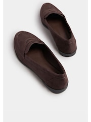 Yours Curve Brown Wide Fit Micro Suede Loafers - Image 4 of 5