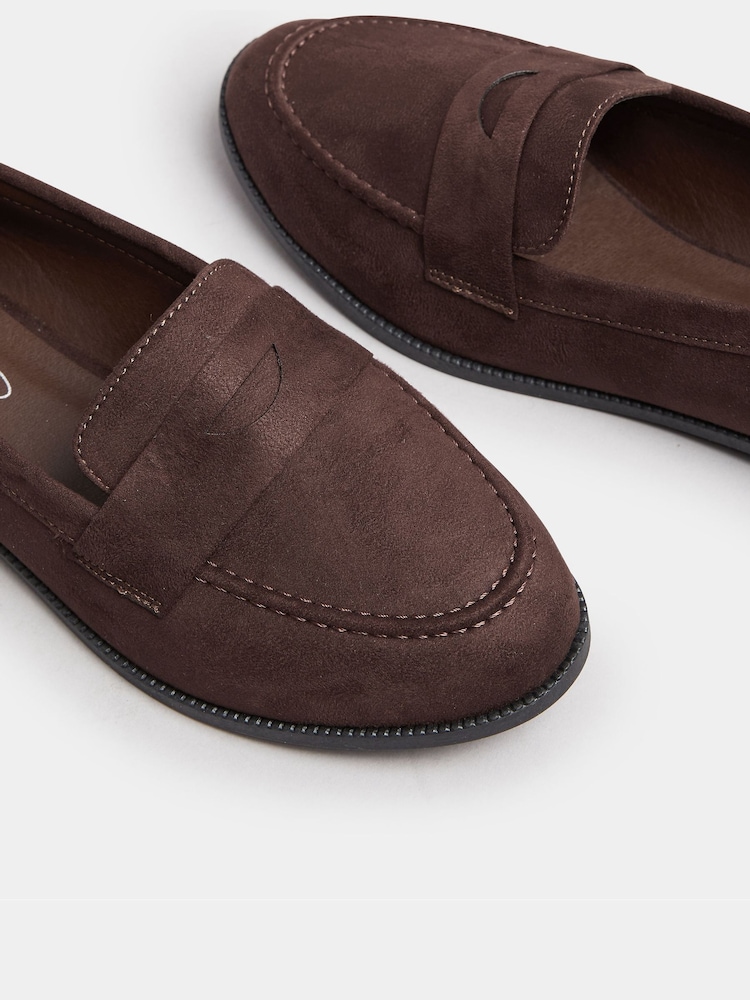 Yours Curve Brown Wide Fit Micro Suede Loafers - Image 5 of 5 Yours Curve Brown Wide Fit Micro Suede Loafers - Image 5 of 5