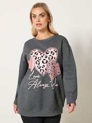 Yours Curve Grey Graphic Sweatshirt - Image 1 of 5