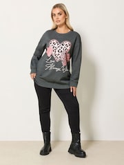 Yours Curve Grey Graphic Sweatshirt - Image 2 of 5