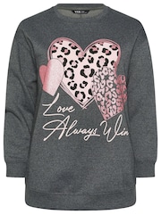 Yours Curve Grey Graphic Sweatshirt - Image 5 of 5