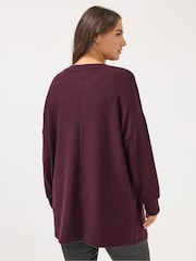 Yours Curve Purple Diamante Heart Jumper - Image 3 of 5