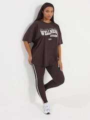 Marrón - Leggings con rayas laterales Active de Yours Curve - Imagen 1 de 5