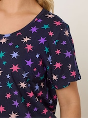 Yours Curve Blue Dipped Back Nightdress - Image 4 of 5