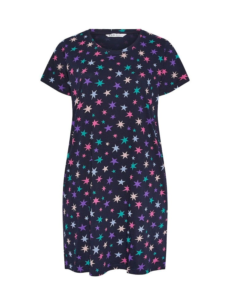 Yours Curve Blue Dipped Back Nightdress - Image 5 of 5 Yours Curve Blue Dipped Back Nightdress - Image 5 of 5