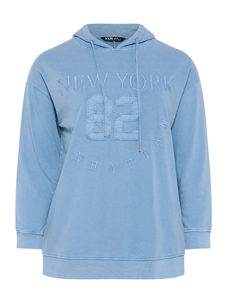 Yours Curve Blue New York Graphic Hoodie - Image 6 of 6 Yours Curve Blue New York Graphic Hoodie - Image 6 of 6