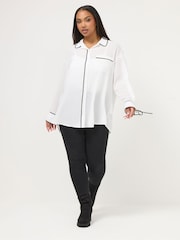 Yours Curve White Contrast Seam Swiss Blouse - Image 2 of 5