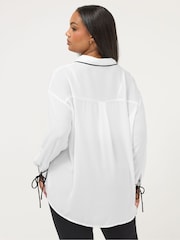 Yours Curve White Contrast Seam Swiss Blouse - Image 3 of 5