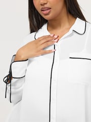 Yours Curve White Contrast Seam Swiss Blouse - Image 4 of 5