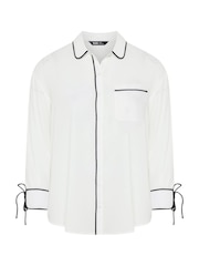 Yours Curve White Contrast Seam Swiss Blouse - Image 5 of 5