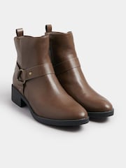 Yours Curve Brown Ring Detail Ankle Boots - Image 2 of 5