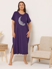 Yours Curve Purple Night Sky Midaxi Nightdress - Image 1 of 5