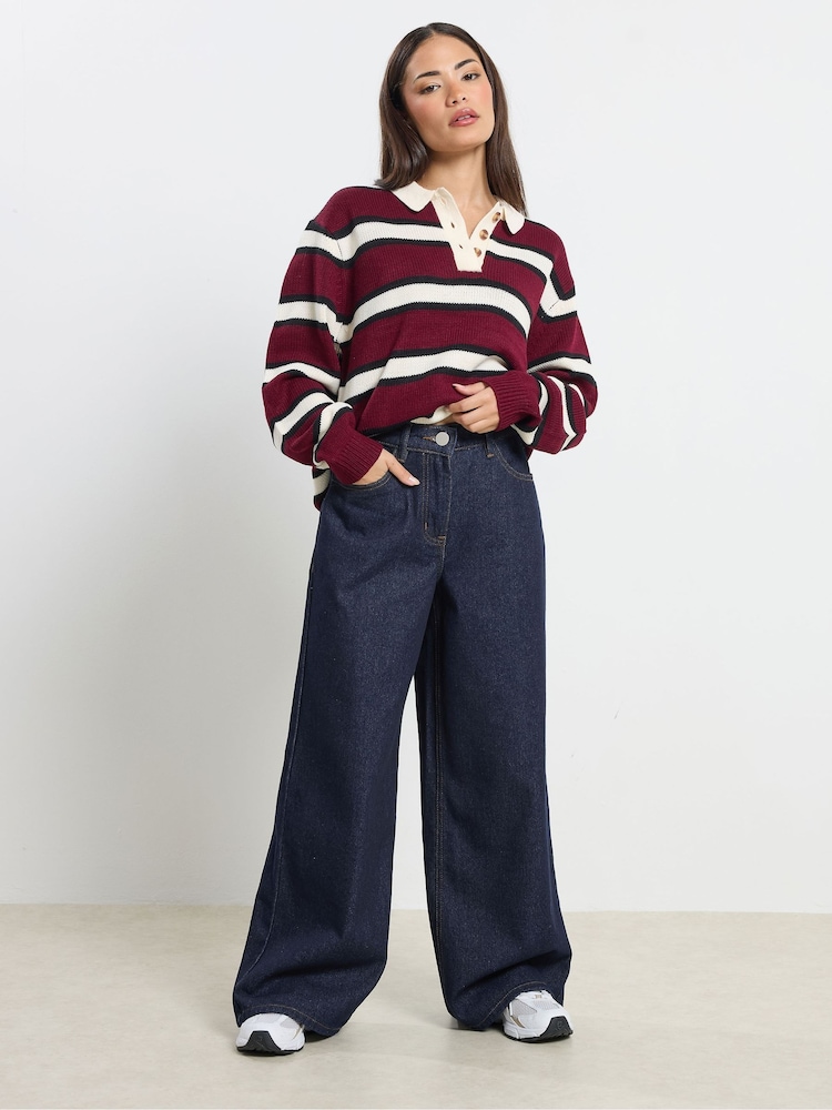 PixieGirl Petite Blue Wide Leg Stretch Waist Jeans - Image 1 of 5 PixieGirl Petite Blue Wide Leg Stretch Waist Jeans - Image 1 of 5