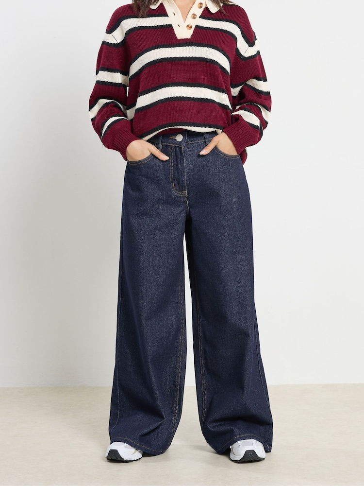 PixieGirl Petite Blue Wide Leg Stretch Waist Jeans - Image 2 of 5 PixieGirl Petite Blue Wide Leg Stretch Waist Jeans - Image 2 of 5