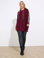 Yours Curve Red Leopard Detail Hoodie - Image 2 of 5