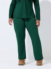 Yours Curve Blue Limited Ribbed Wide Leg Trousers - Image 1 of 5