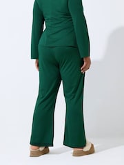 Yours Curve Blue Limited Ribbed Wide Leg Trousers - Image 2 of 5