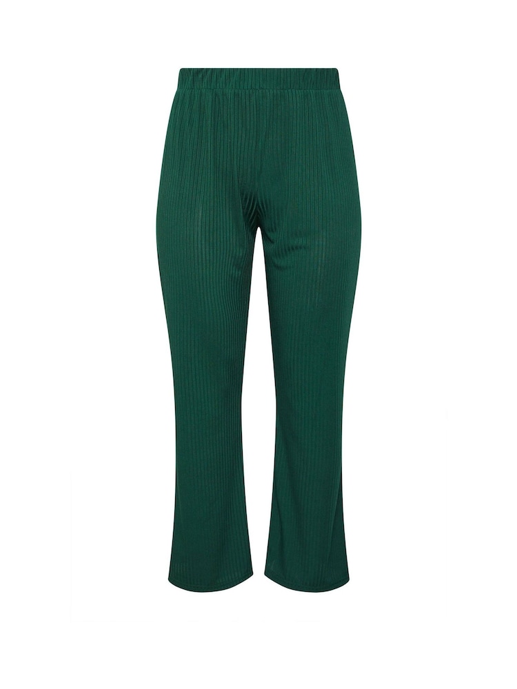 Yours Curve Blue Limited Ribbed Wide Leg Trousers - Image 5 of 5