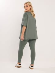 Yours Curve Green Top And Leggings Set - Image 2 of 5